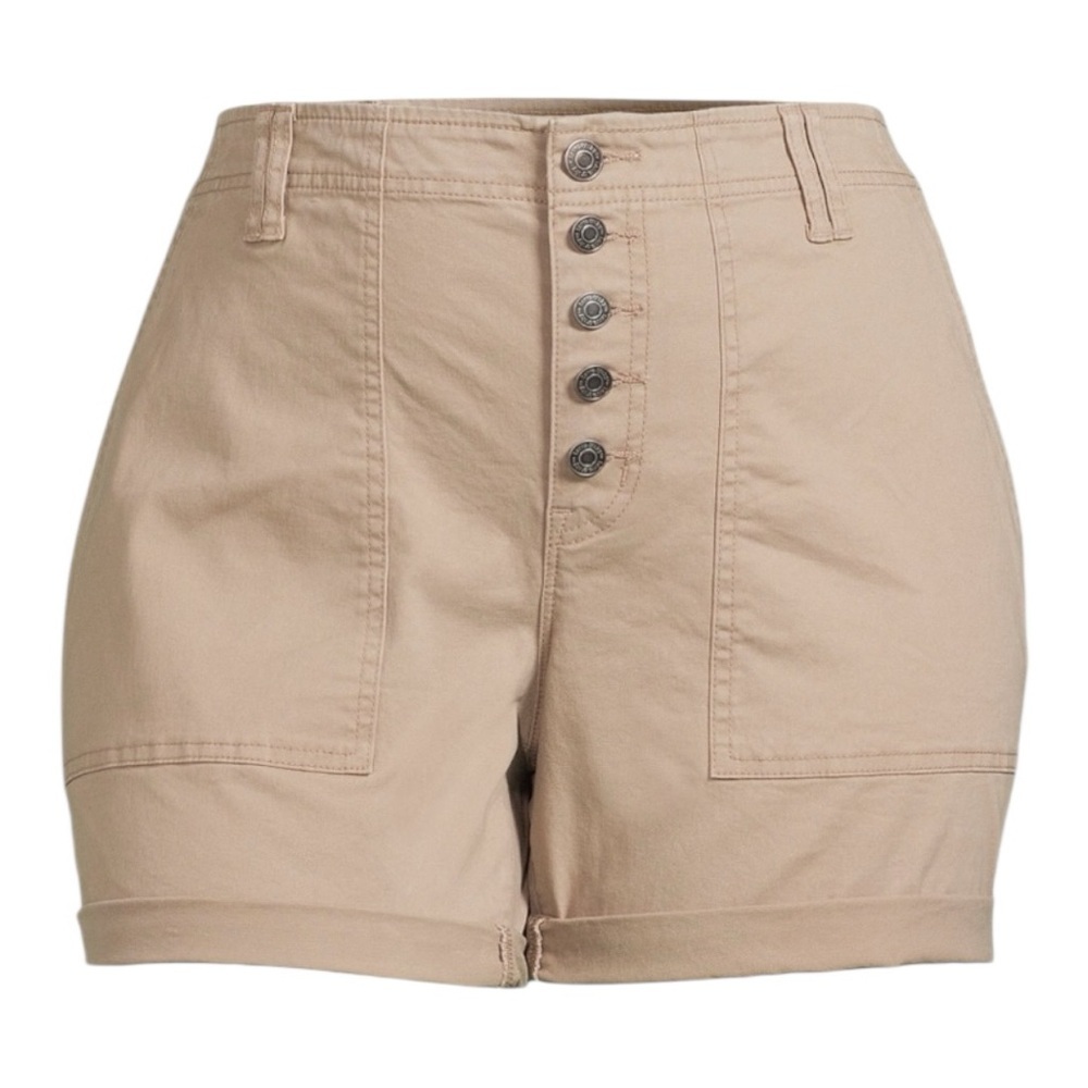 Terra Sky Tan Cuffed‎ Button Fly Utility Shorts 4 inch inseam
Plus Size 26W